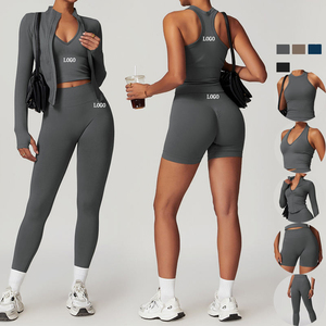 5 Piece Seamless Yoga Suit Sports Shirts Leggings Crop Top